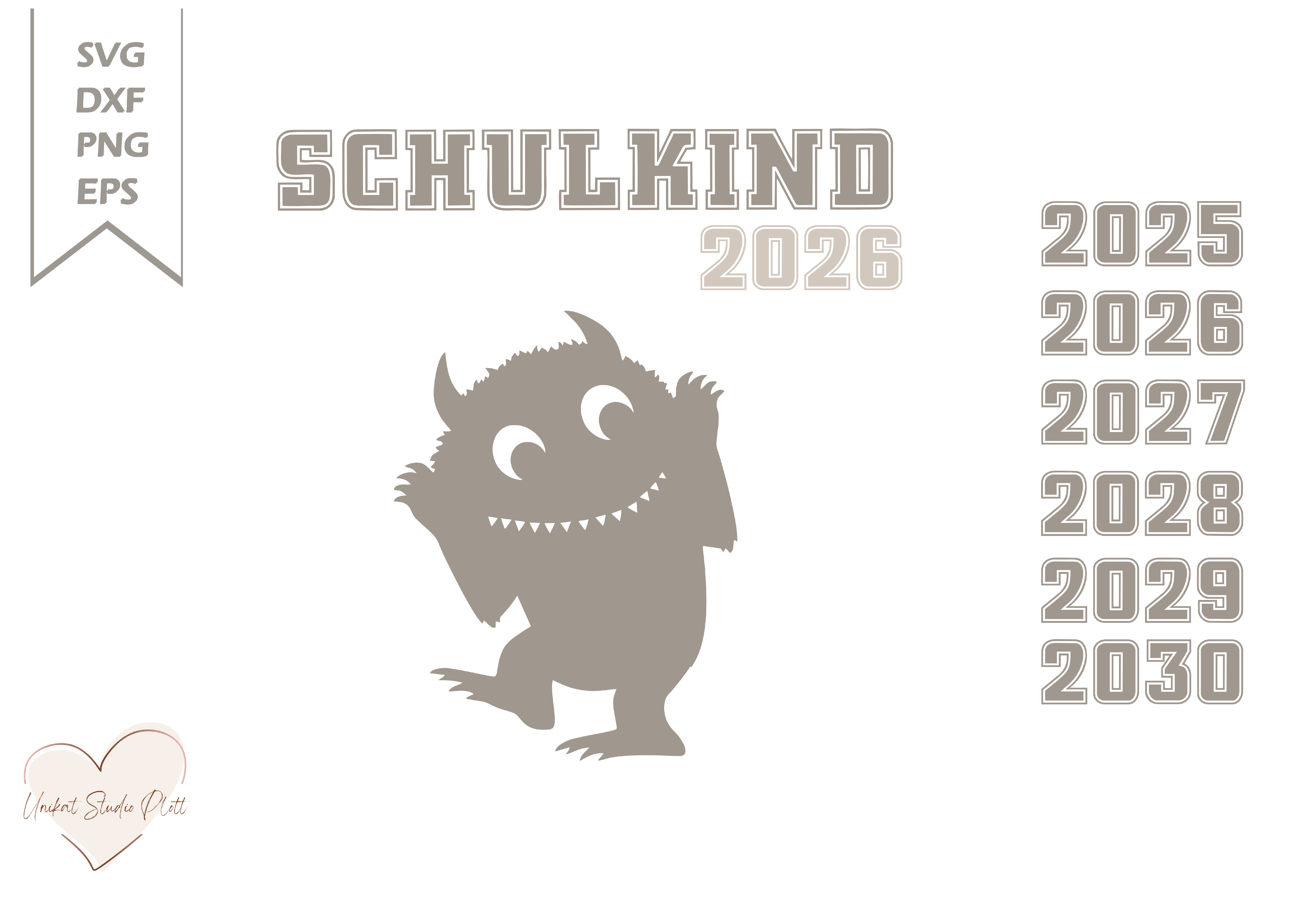 Plotterdatei Schulkind Monster 2026/ Svg Schulkind/   SVG DXF PNG