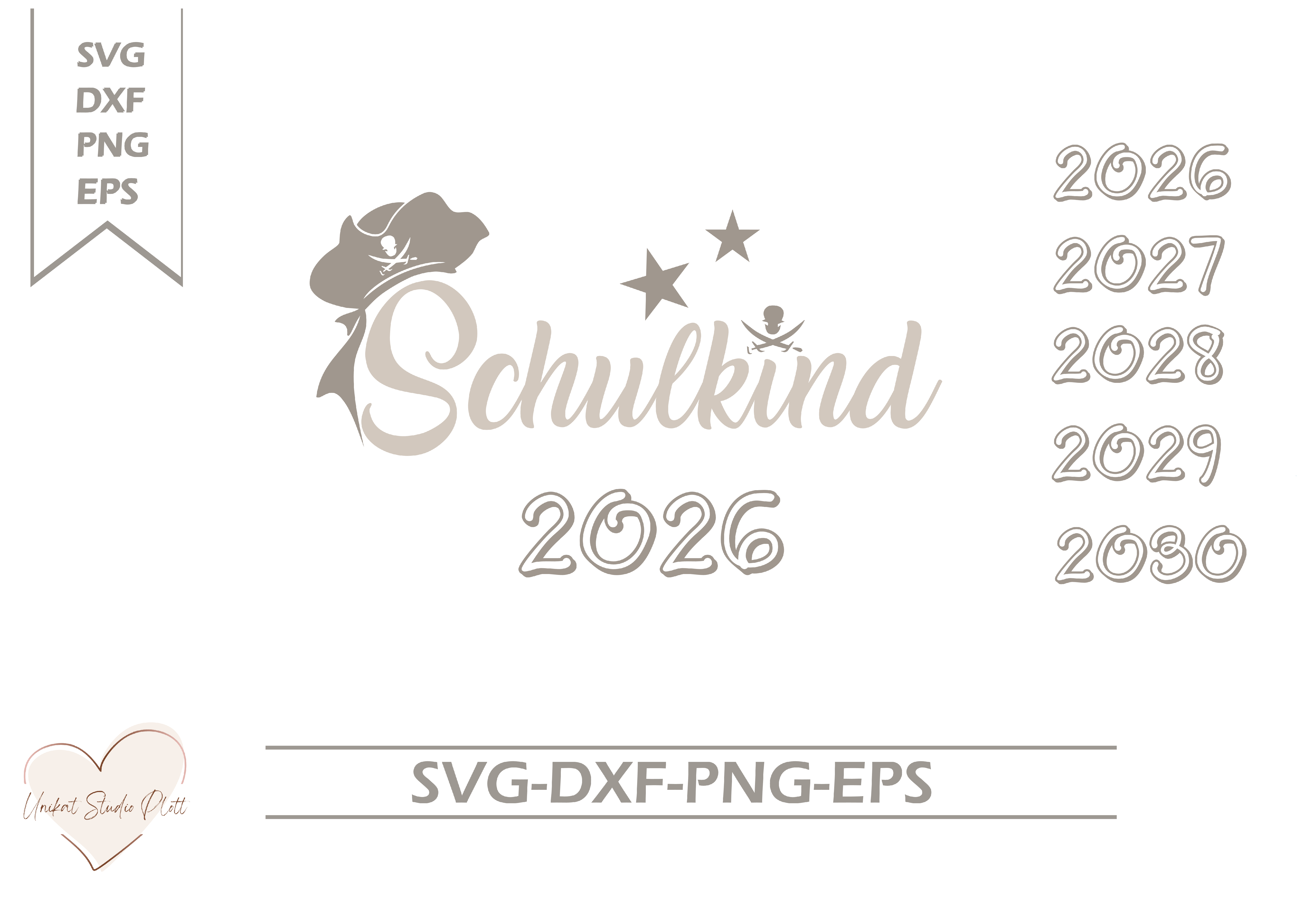 Plotterdatei Schulkind Pirat 2026/ Svg Schulkind Pirat/   SVG DXF PNG